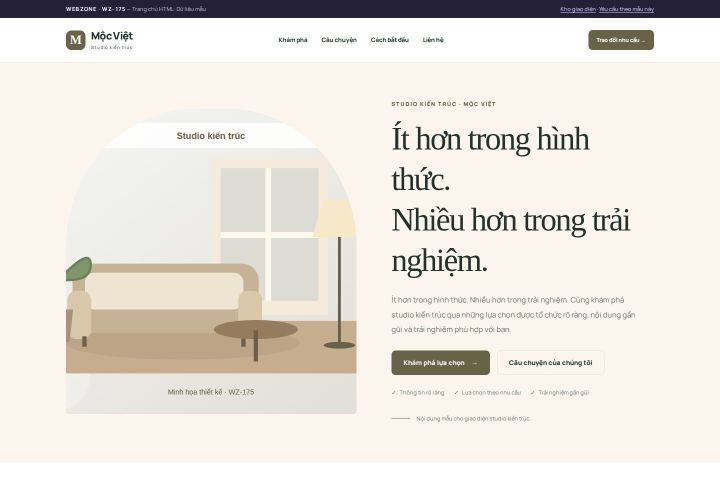 Ảnh chụp Giao diện HTML studio kiến trúc — Kể chuyện | WZ-175