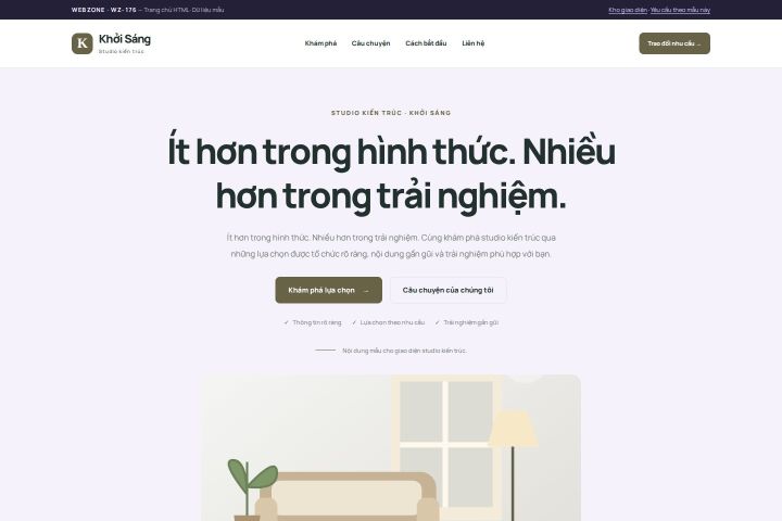 Ảnh chụp Giao diện HTML studio kiến trúc — Tập trung chuyển đổi | WZ-176