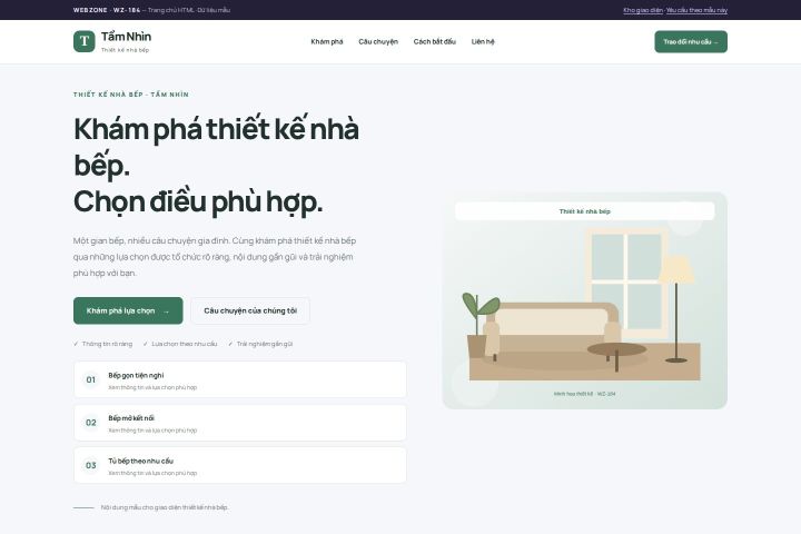 Ảnh chụp Giao diện HTML thiết kế nhà bếp — Trưng bày | WZ-184