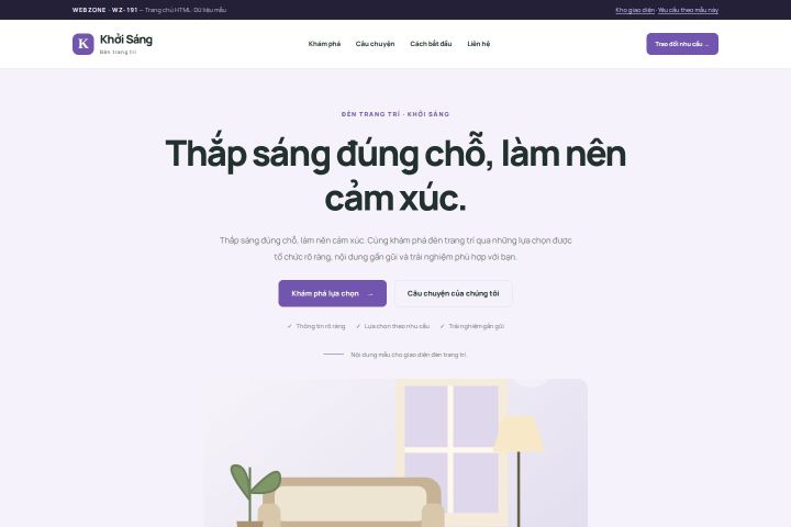 Ảnh chụp Giao diện HTML đèn trang trí — Tập trung chuyển đổi | WZ-191