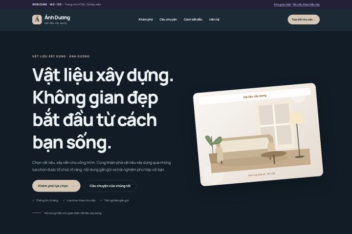 Ảnh chụp Giao diện HTML vật liệu xây dựng — Nổi bật | WZ-193