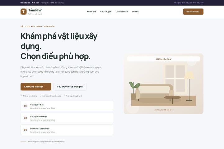 Ảnh chụp Giao diện HTML vật liệu xây dựng — Trưng bày | WZ-194