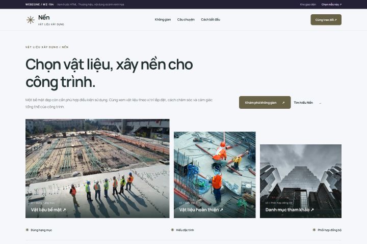 Ảnh chụp Giao diện HTML vật liệu xây dựng — Trưng bày | WZ-194