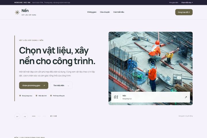 Ảnh chụp Giao diện HTML vật liệu xây dựng — Tập trung chuyển đổi | WZ-196