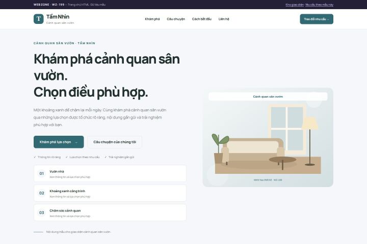 Ảnh chụp Giao diện HTML cảnh quan sân vườn — Trưng bày | WZ-199