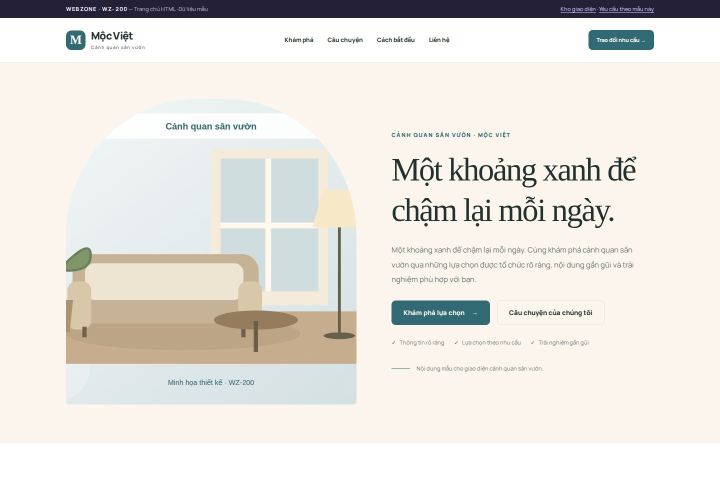 Ảnh chụp Giao diện HTML cảnh quan sân vườn — Kể chuyện | WZ-200