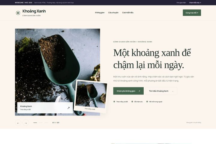 Ảnh chụp Giao diện HTML cảnh quan sân vườn — Kể chuyện | WZ-200