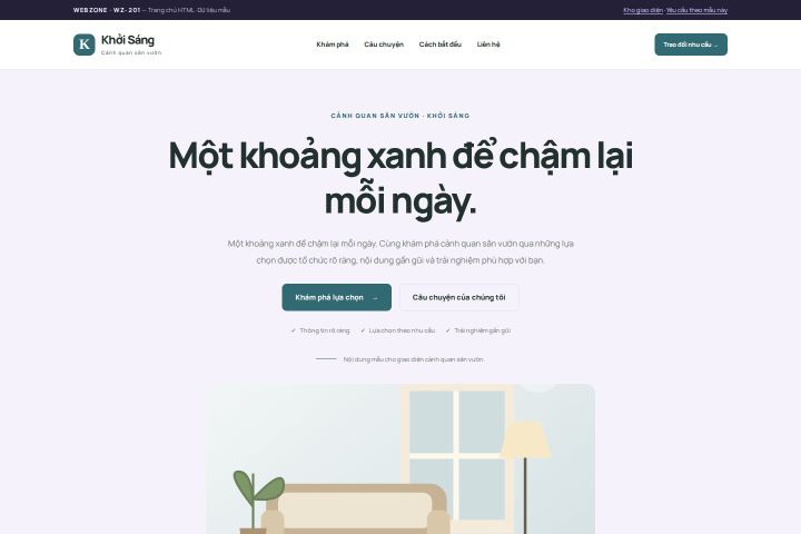 Ảnh chụp Giao diện HTML cảnh quan sân vườn — Tập trung chuyển đổi | WZ-201