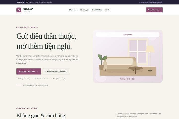 Ảnh chụp Giao diện HTML cải tạo nhà — Thanh lịch | WZ-202