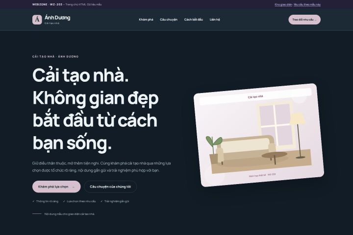 Ảnh chụp Giao diện HTML cải tạo nhà — Nổi bật | WZ-203