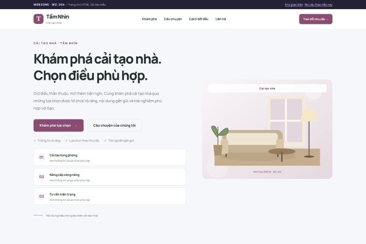 Ảnh chụp Giao diện HTML cải tạo nhà — Trưng bày | WZ-204