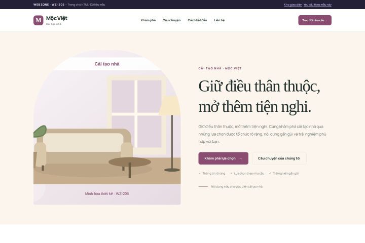 Ảnh chụp Giao diện HTML cải tạo nhà — Kể chuyện | WZ-205