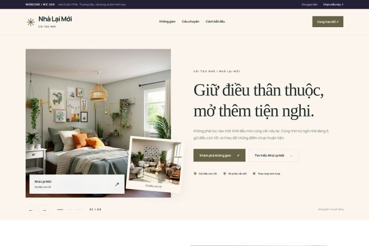 Ảnh chụp Giao diện HTML cải tạo nhà — Kể chuyện | WZ-205