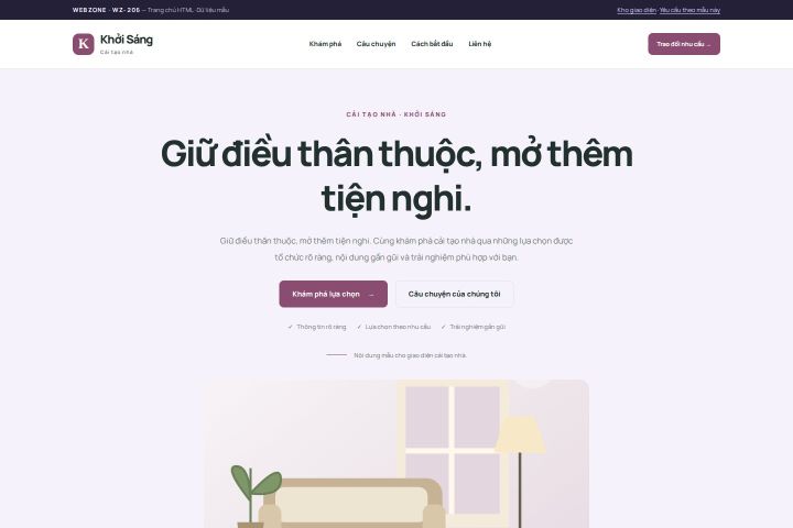 Ảnh chụp Giao diện HTML cải tạo nhà — Tập trung chuyển đổi | WZ-206