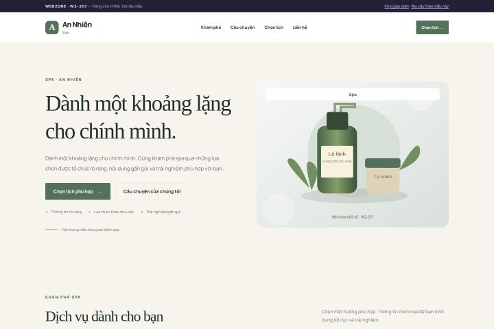 Ảnh chụp Giao diện HTML spa — Thanh lịch | WZ-207