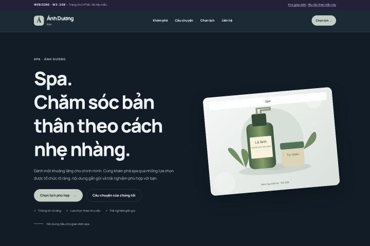 Ảnh chụp Giao diện HTML spa — Nổi bật | WZ-208