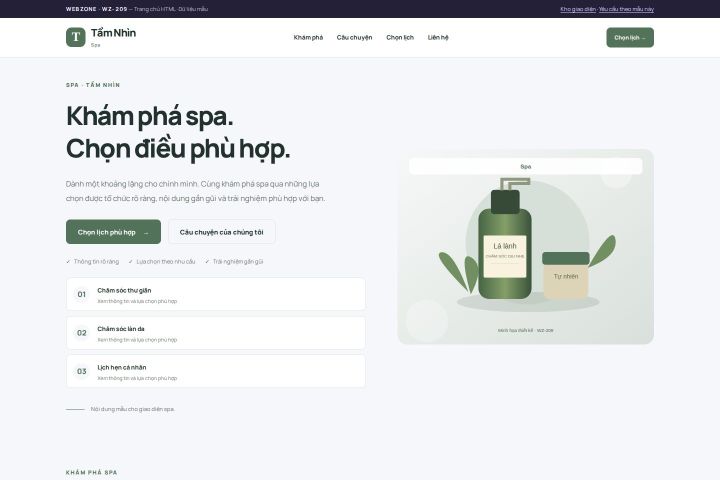 Ảnh chụp Giao diện HTML spa — Trưng bày | WZ-209
