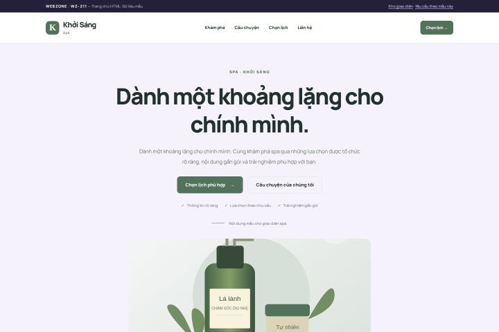 Ảnh chụp Giao diện HTML spa — Tập trung chuyển đổi | WZ-211