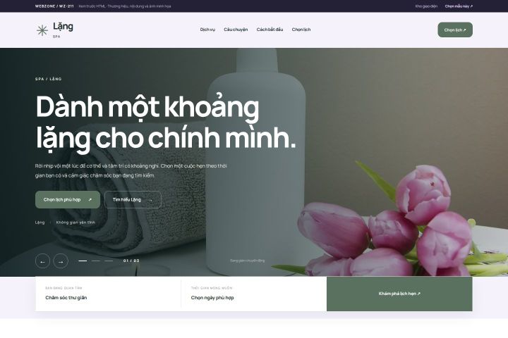 Ảnh chụp Giao diện HTML spa — Tập trung chuyển đổi | WZ-211