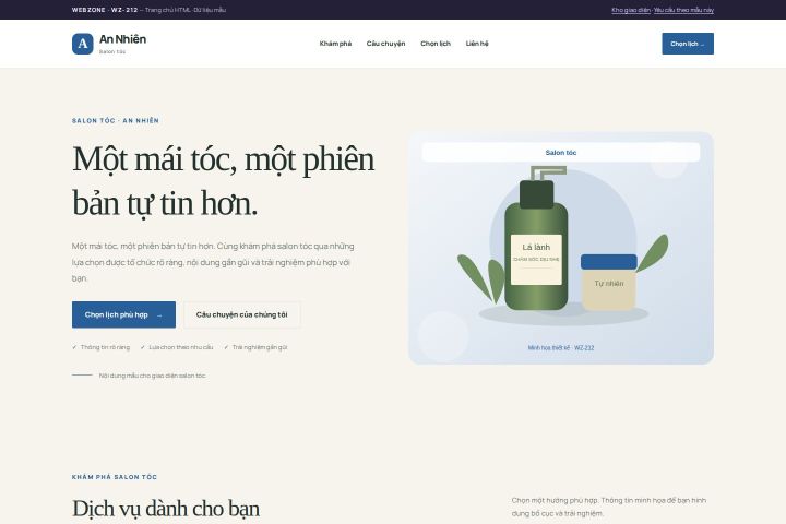 Ảnh chụp Giao diện HTML salon tóc — Thanh lịch | WZ-212