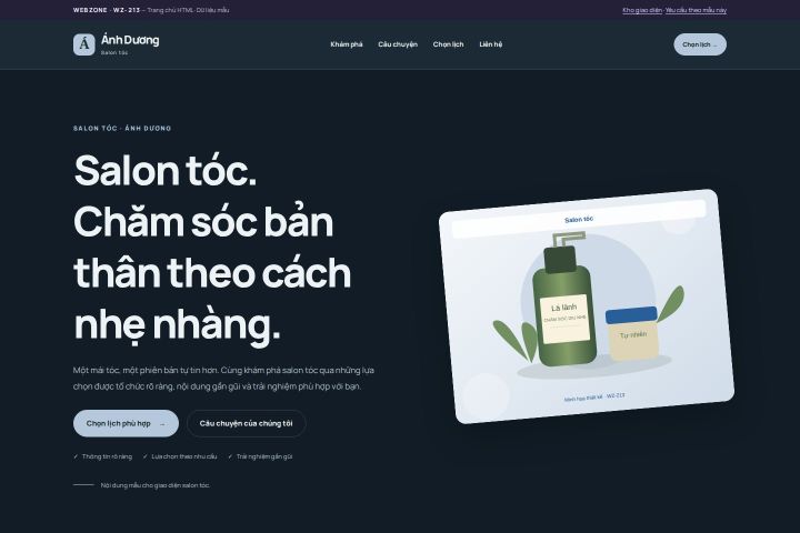 Ảnh chụp Giao diện HTML salon tóc — Nổi bật | WZ-213