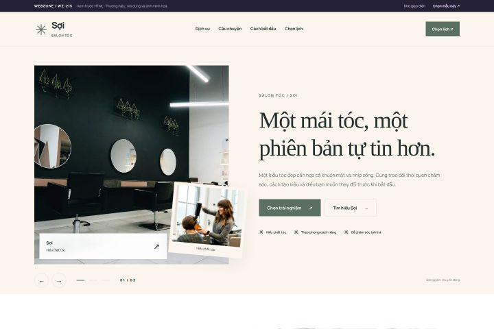 Ảnh chụp Giao diện HTML salon tóc — Kể chuyện | WZ-215