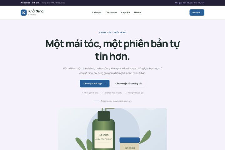 Ảnh chụp Giao diện HTML salon tóc — Tập trung chuyển đổi | WZ-216