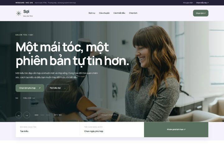Ảnh chụp Giao diện HTML salon tóc — Tập trung chuyển đổi | WZ-216