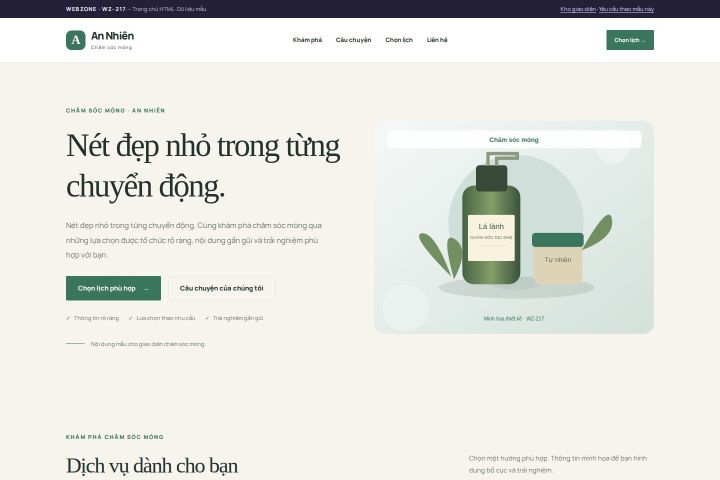 Ảnh chụp Giao diện HTML chăm sóc móng — Thanh lịch | WZ-217