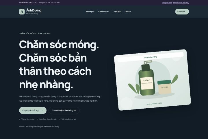 Ảnh chụp Giao diện HTML chăm sóc móng — Nổi bật | WZ-218