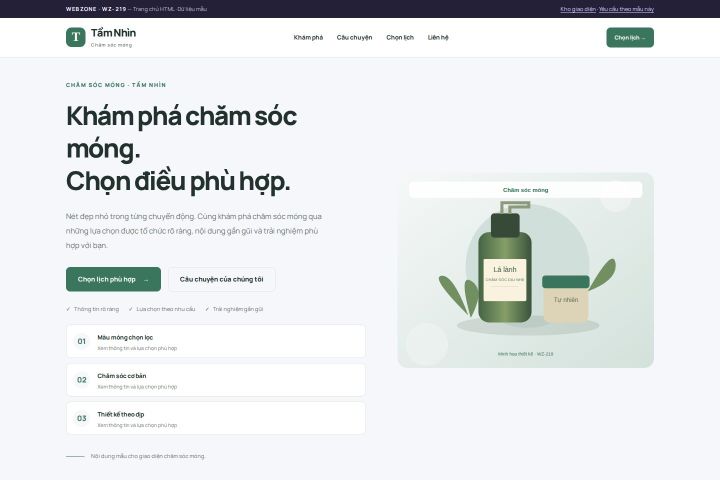 Ảnh chụp Giao diện HTML chăm sóc móng — Trưng bày | WZ-219