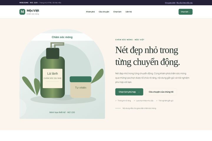 Ảnh chụp Giao diện HTML chăm sóc móng — Kể chuyện | WZ-220