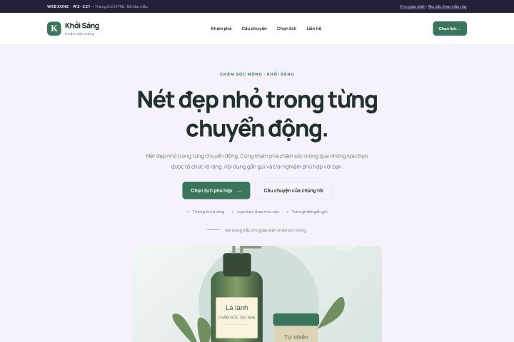 Ảnh chụp Giao diện HTML chăm sóc móng — Tập trung chuyển đổi | WZ-221
