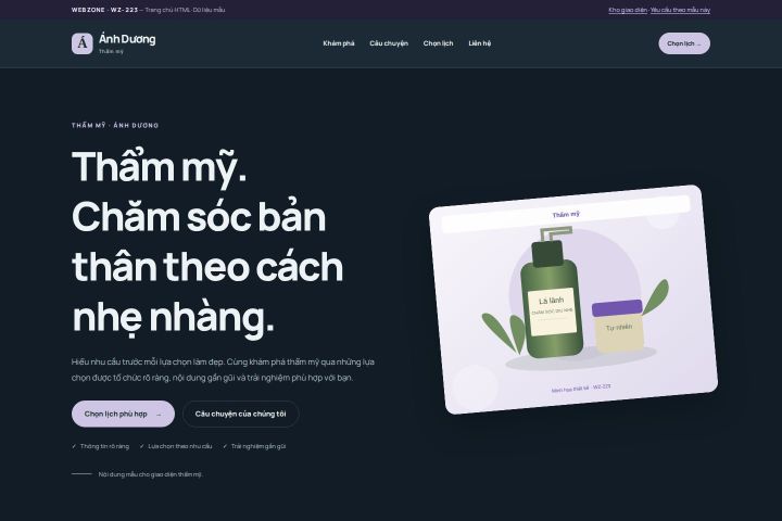 Ảnh chụp Giao diện HTML thẩm mỹ — Nổi bật | WZ-223