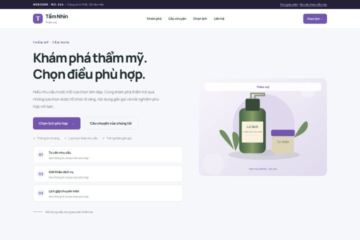 Ảnh chụp Giao diện HTML thẩm mỹ — Trưng bày | WZ-224