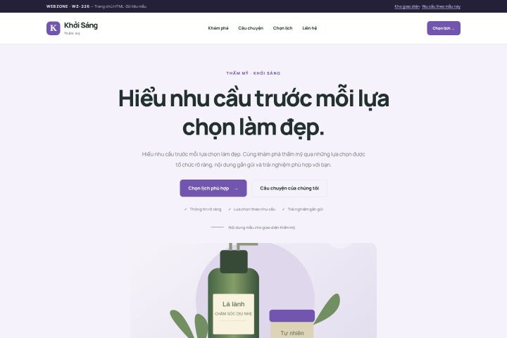 Ảnh chụp Giao diện HTML thẩm mỹ — Tập trung chuyển đổi | WZ-226