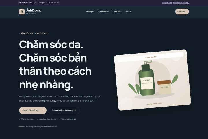 Ảnh chụp Giao diện HTML chăm sóc da — Nổi bật | WZ-227
