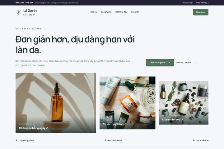 Ảnh xem trước Mẫu giao diện chăm sóc da — Trưng bày | WZ-228