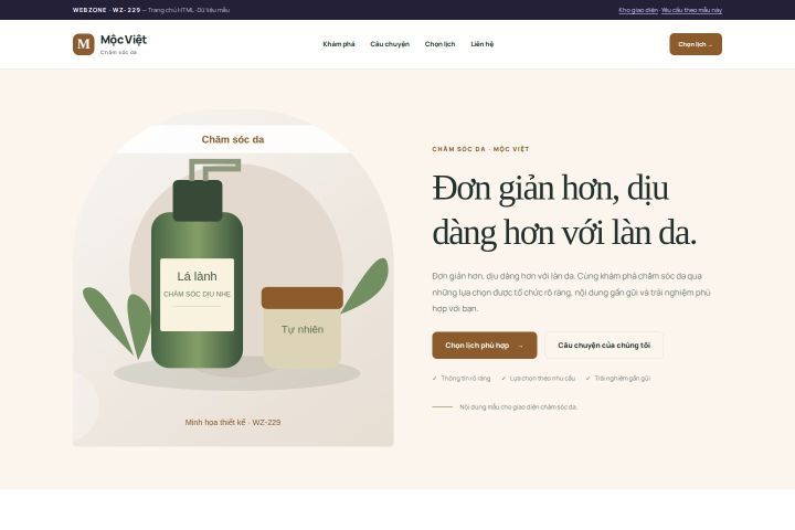 Ảnh chụp Giao diện HTML chăm sóc da — Kể chuyện | WZ-229