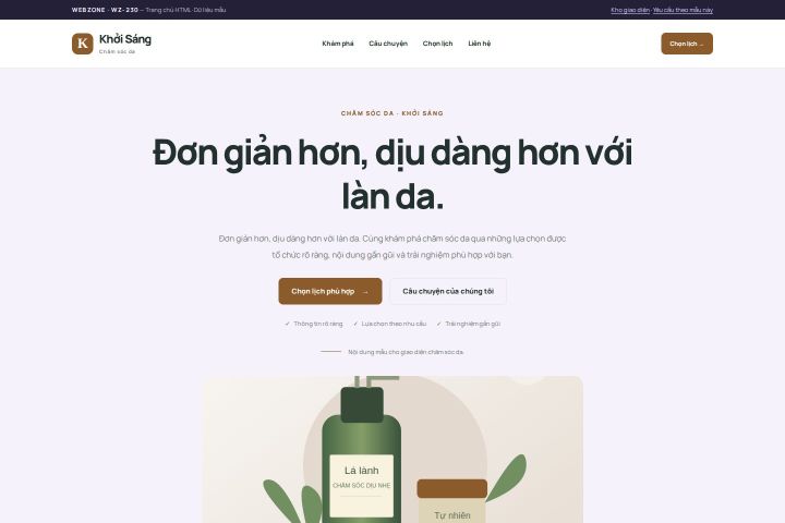 Ảnh chụp Giao diện HTML chăm sóc da — Tập trung chuyển đổi | WZ-230