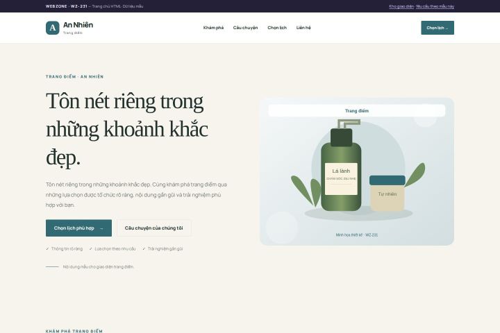 Ảnh chụp Giao diện HTML trang điểm — Thanh lịch | WZ-231