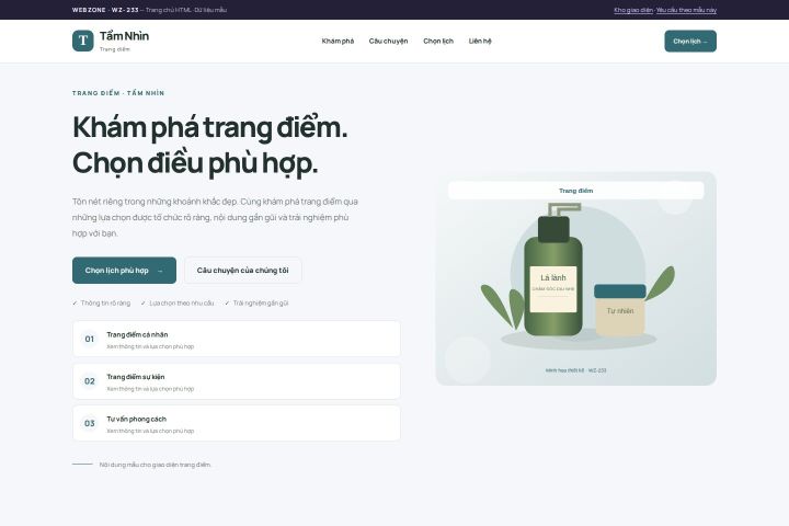 Ảnh chụp Giao diện HTML trang điểm — Trưng bày | WZ-233