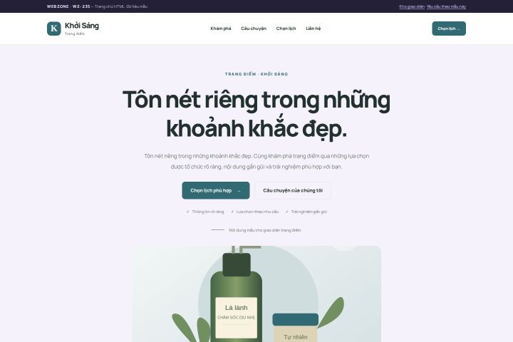 Ảnh chụp Giao diện HTML trang điểm — Tập trung chuyển đổi | WZ-235