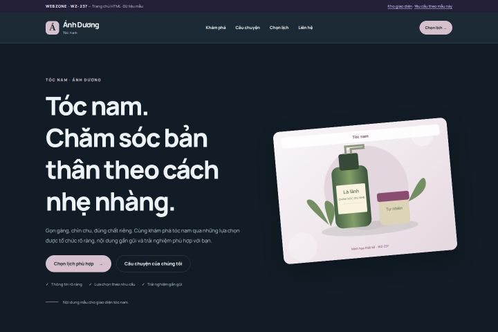 Ảnh chụp Giao diện HTML tóc nam — Nổi bật | WZ-237