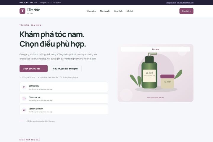 Ảnh chụp Giao diện HTML tóc nam — Trưng bày | WZ-238