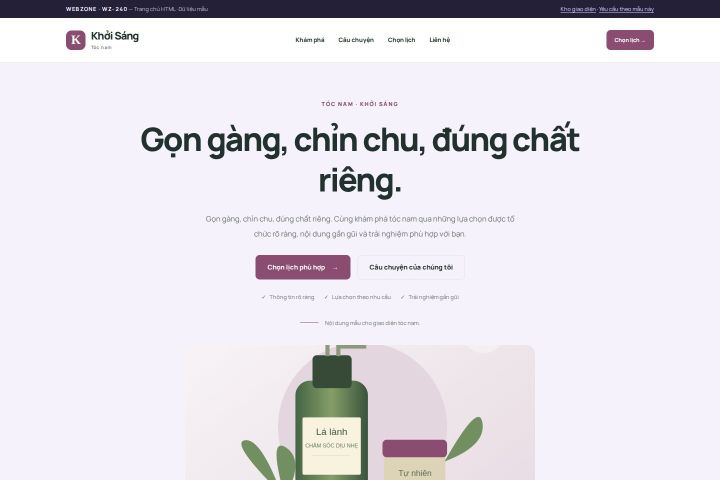 Ảnh chụp Giao diện HTML tóc nam — Tập trung chuyển đổi | WZ-240