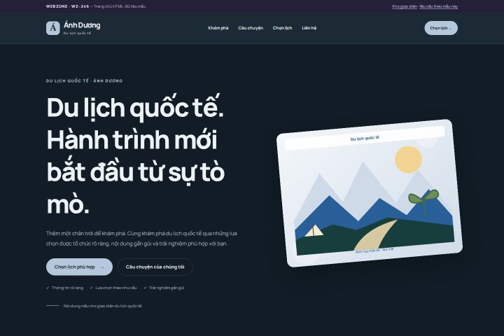 Ảnh chụp Giao diện HTML du lịch quốc tế — Nổi bật | WZ-246