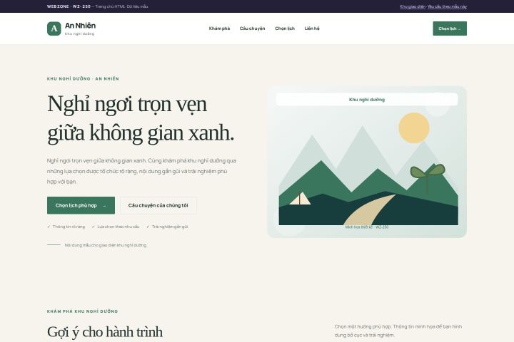 Ảnh chụp Giao diện HTML khu nghỉ dưỡng — Thanh lịch | WZ-250