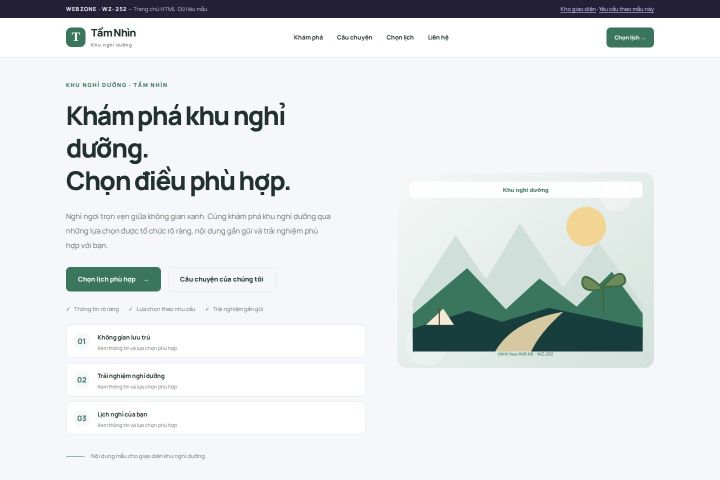 Ảnh chụp Giao diện HTML khu nghỉ dưỡng — Trưng bày | WZ-252