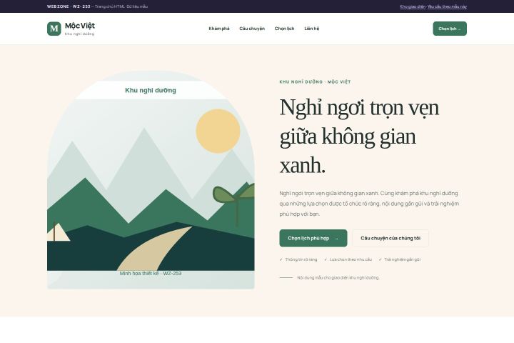 Ảnh chụp Giao diện HTML khu nghỉ dưỡng — Kể chuyện | WZ-253